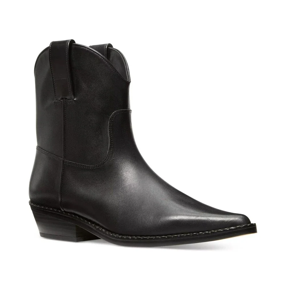Michael Kors Black Leather Western Ankle Boots